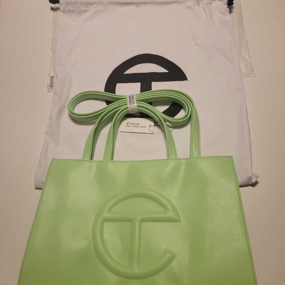 Medium Double Mint Shopping Bag- Green - Picture 2 of 16